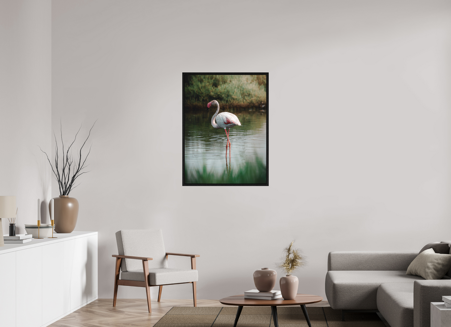 Flamant rose au repos